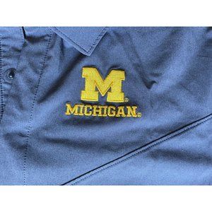 NIKE On-Field Engineered Navy Dri-Fit Michigan Wolverines Block M Polo Logo Med